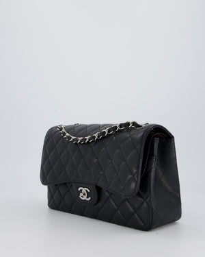 Chanel Black Jumbo Classic Double Flap Bag in Caviar Leather with Silver Hardware