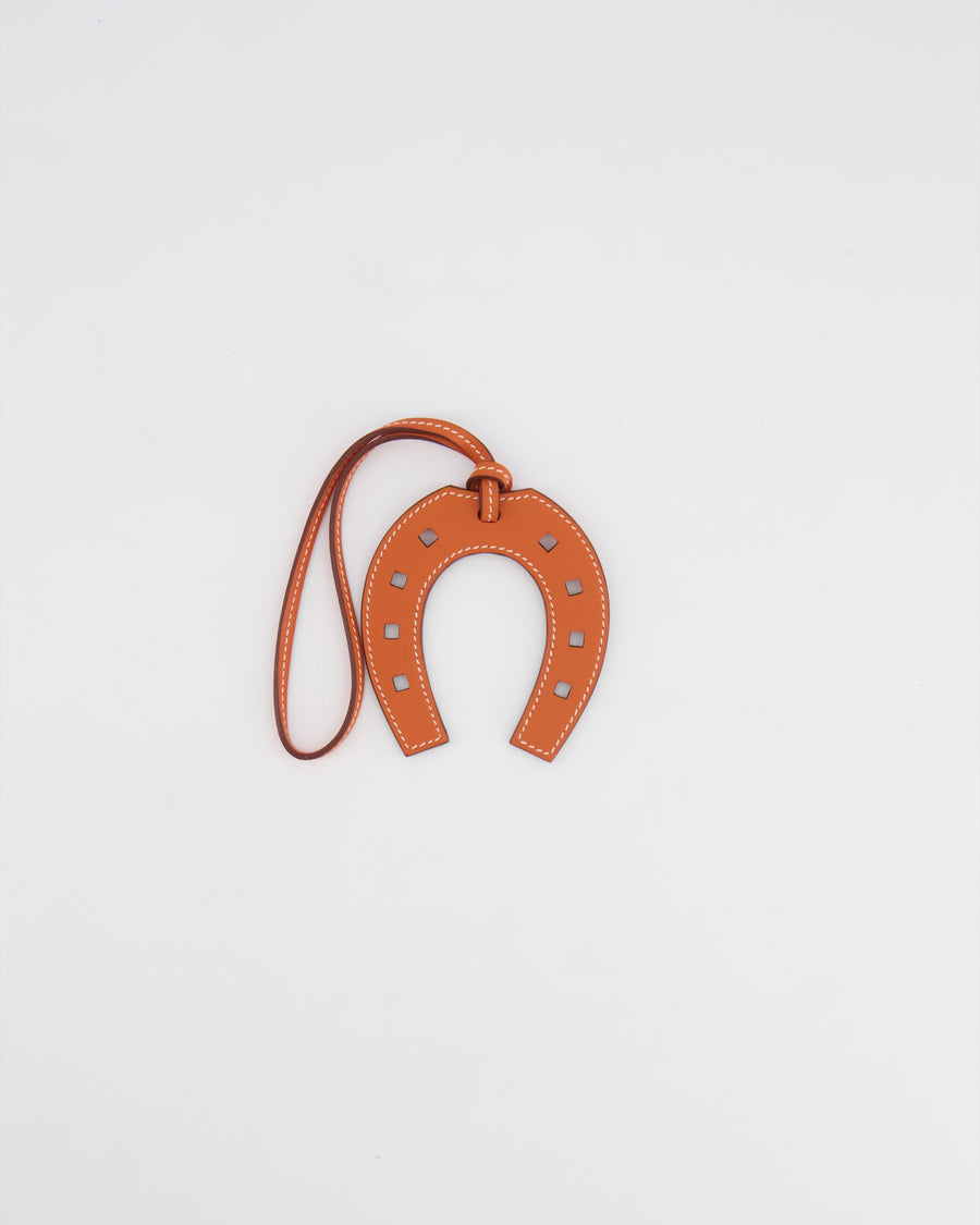 Hermès Paddock Horseshoe Bag Charm in Orange Swift Leather