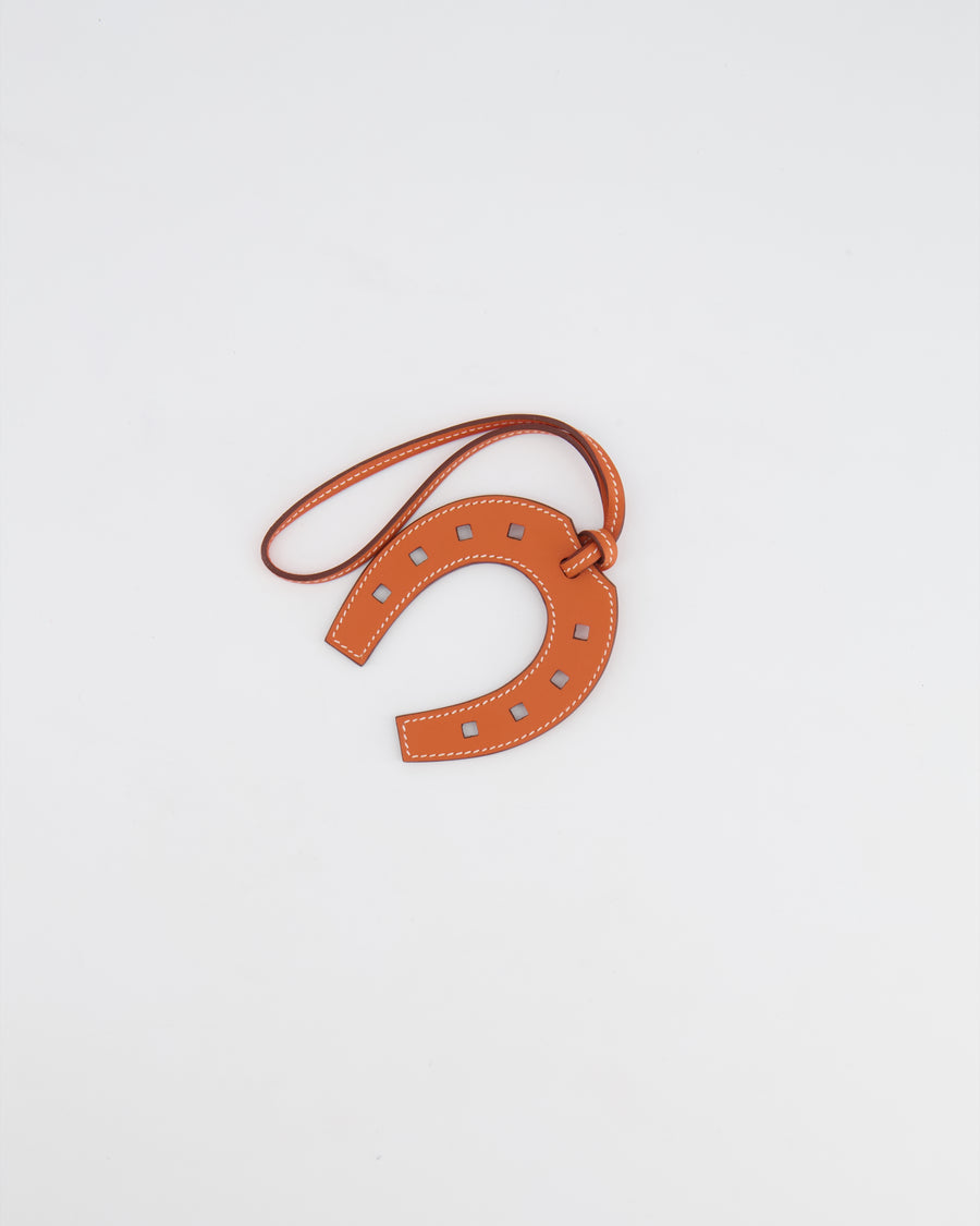 Hermès Paddock Horseshoe Bag Charm in Orange Swift Leather