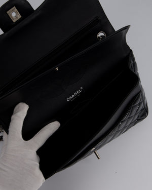Chanel Black Patent Leather Jumbo Flap Bag With Silver Hardware