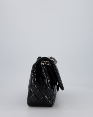 Chanel Black Patent Leather Jumbo Flap Bag With Silver Hardware