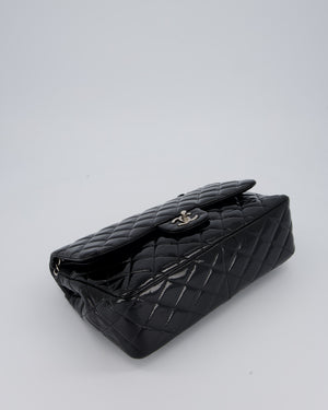 Chanel Black Patent Leather Jumbo Flap Bag With Silver Hardware
