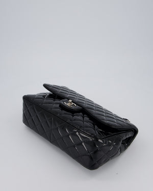 Chanel Black Patent Leather Jumbo Flap Bag With Silver Hardware