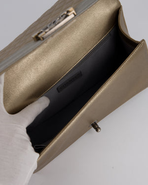 Chanel Metallic Gold and Silver Medium Boy Bag in Quilted Lambskin Leather with Silver Hardware
