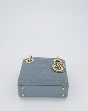 Christian Dior Cloudy Blue Mini Lady Dior Bag in Patent Leather With Gold Hardware