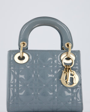 Christian Dior Cloudy Blue Mini Lady Dior Bag in Patent Leather With Gold Hardware