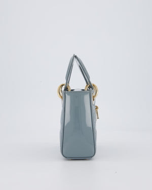 Christian Dior Cloudy Blue Mini Lady Dior Bag in Patent Leather With Gold Hardware