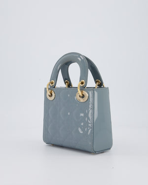 Christian Dior Cloudy Blue Mini Lady Dior Bag in Patent Leather With Gold Hardware