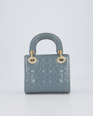 Christian Dior Cloudy Blue Mini Lady Dior Bag in Patent Leather With Gold Hardware
