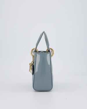Christian Dior Cloudy Blue Mini Lady Dior Bag in Patent Leather With Gold Hardware
