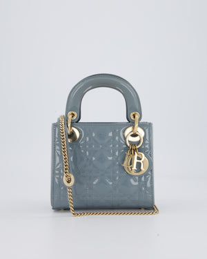 Christian Dior Cloudy Blue Mini Lady Dior Bag in Patent Leather With Gold Hardware