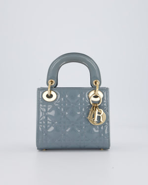 Christian Dior Cloudy Blue Mini Lady Dior Bag in Patent Leather With Gold Hardware