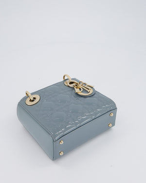 Christian Dior Cloudy Blue Mini Lady Dior Bag in Patent Leather With Gold Hardware