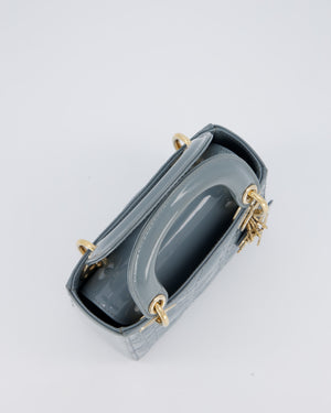 Christian Dior Cloudy Blue Mini Lady Dior Bag in Patent Leather With Gold Hardware