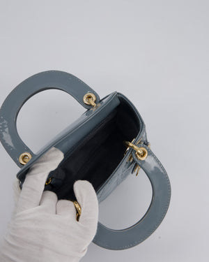 Christian Dior Cloudy Blue Mini Lady Dior Bag in Patent Leather With Gold Hardware