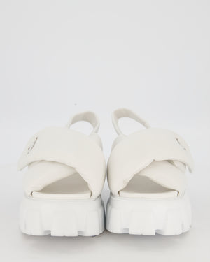 Prada White Platform Monolith Sandals In Padded Nappa Leather Size EU 41.5