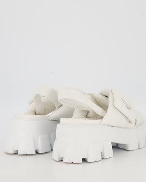 Prada White Platform Monolith Sandals In Padded Nappa Leather Size EU 41.5