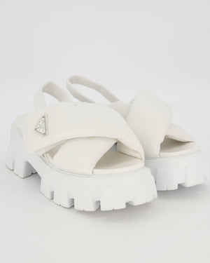Prada White Platform Monolith Sandals In Padded Nappa Leather Size EU 41.5