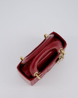 Christian Dior Red Mini Lady Dior Bag in Patent Leather With Gold Hardware