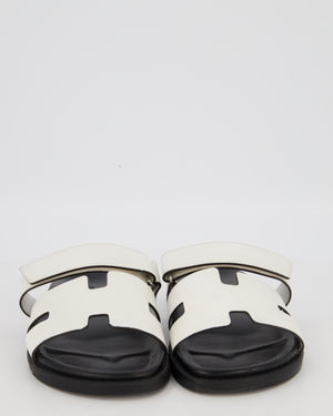 Hermès White Epsom Leather Chypre Sandals Size EU 42.5