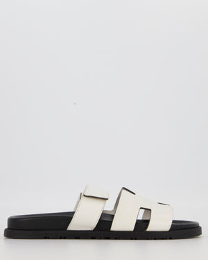 Hermès White Epsom Leather Chypre Sandals Size EU 42.5
