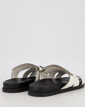 Hermès White Epsom Leather Chypre Sandals Size EU 42.5