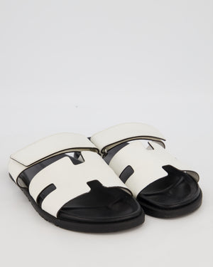 Hermès White Epsom Leather Chypre Sandals Size EU 42.5