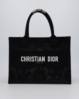 Christian Dior Small Book Tote in Black Embroidry and White Logo