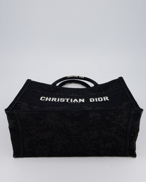 Christian Dior Small Book Tote in Black Embroidry and White Logo