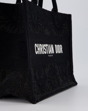 Christian Dior Small Book Tote in Black Embroidry and White Logo