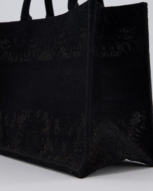 Christian Dior Small Book Tote in Black Embroidry and White Logo