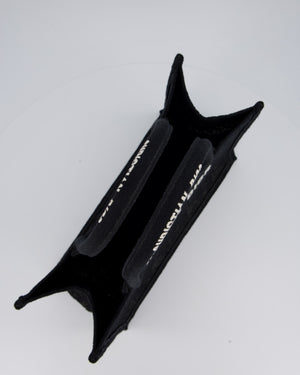 Christian Dior Small Book Tote in Black Embroidry and White Logo