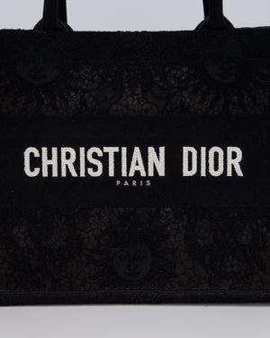 Christian Dior Small Book Tote in Black Embroidry and White Logo