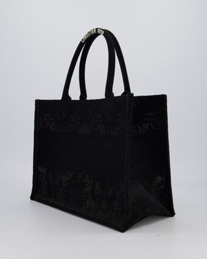 Christian Dior Small Book Tote in Black Embroidry and White Logo