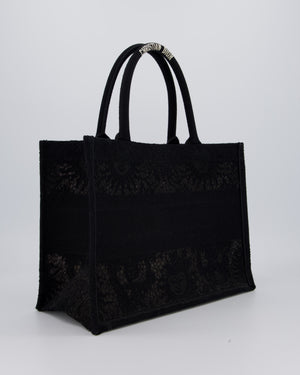 Christian Dior Small Book Tote in Black Embroidry and White Logo