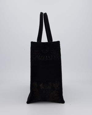 Christian Dior Small Book Tote in Black Embroidry and White Logo