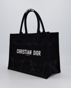 Christian Dior Small Book Tote in Black Embroidry and White Logo