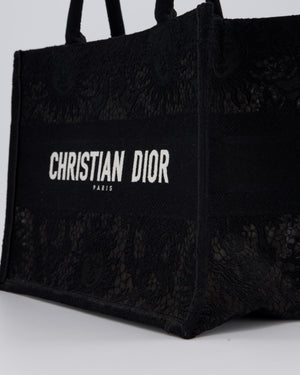 Christian Dior Small Book Tote in Black Embroidry and White Logo