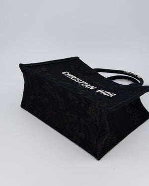 Christian Dior Small Book Tote in Black Embroidry and White Logo