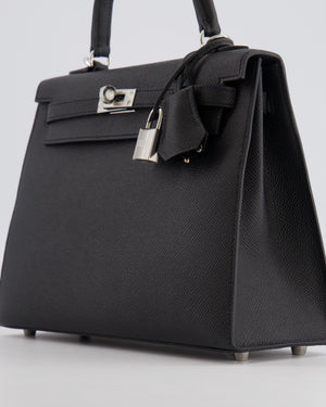 Hermès Kelly 25 Sellier Bag in Black Epsom Leather with Palladium Hardware
