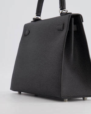 Hermès Kelly 25 Sellier Bag in Black Epsom Leather with Palladium Hardware