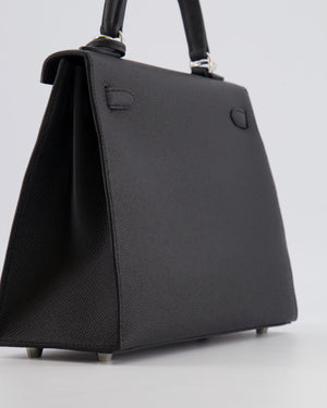 Hermès Kelly 25 Sellier Bag in Black Epsom Leather with Palladium Hardware