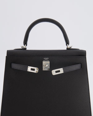 Hermès Kelly 25 Sellier Bag in Black Epsom Leather with Palladium Hardware
