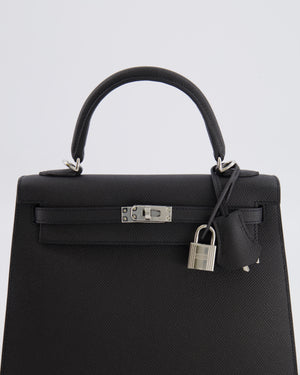 Hermès Kelly 25 Sellier Bag in Black Epsom Leather with Palladium Hardware