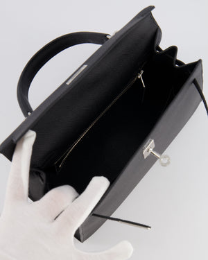 Hermès Kelly 25 Sellier Bag in Black Epsom Leather with Palladium Hardware