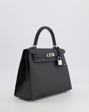 Hermès Kelly 25 Sellier Bag in Black Epsom Leather with Palladium Hardware