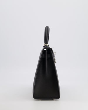 Hermès Kelly 25 Sellier Bag in Black Epsom Leather with Palladium Hardware