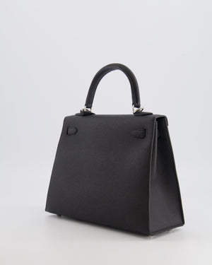 Hermès Kelly 25 Sellier Bag in Black Epsom Leather with Palladium Hardware
