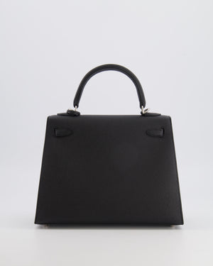 Hermès Kelly 25 Sellier Bag in Black Epsom Leather with Palladium Hardware