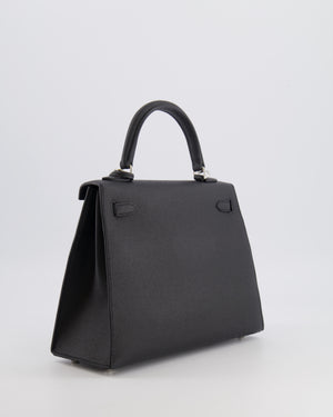 Hermès Kelly 25 Sellier Bag in Black Epsom Leather with Palladium Hardware